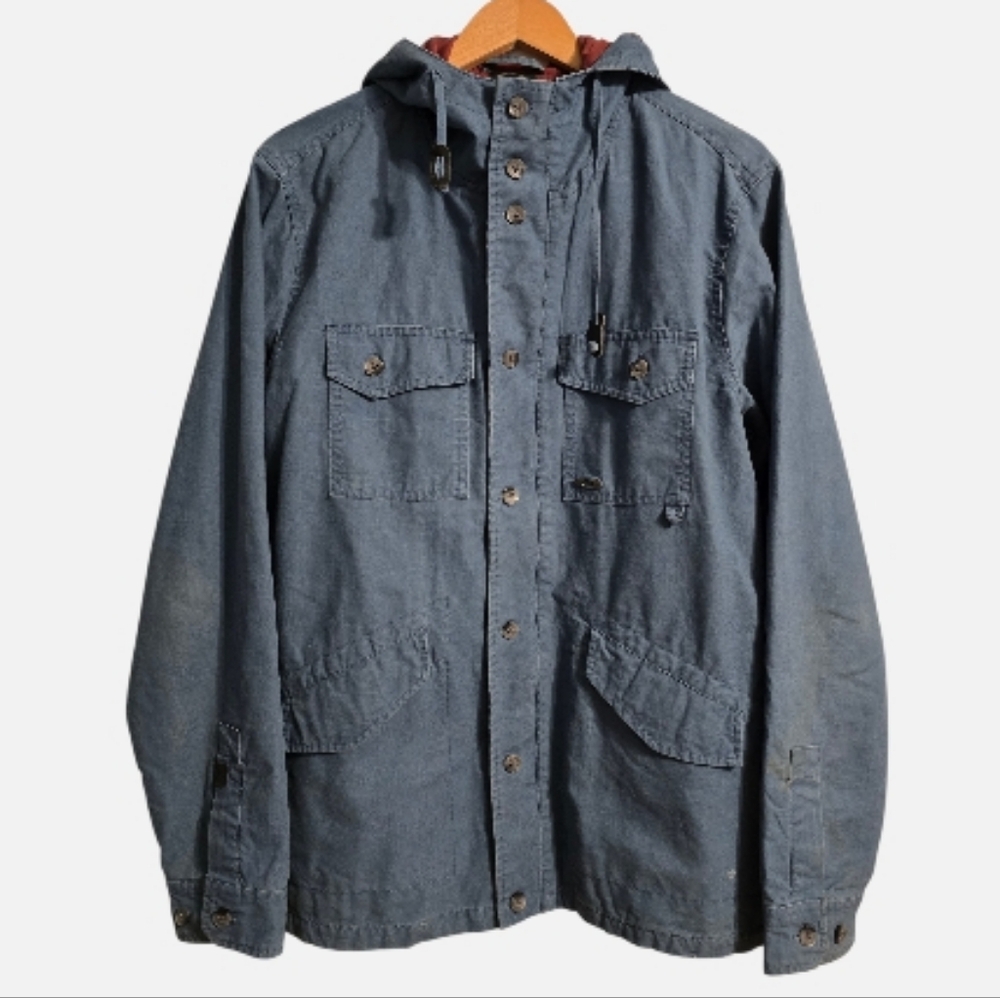 Oakley Hooded Field Jacket Men's Large Blue Canvas Military Utility Ripstop